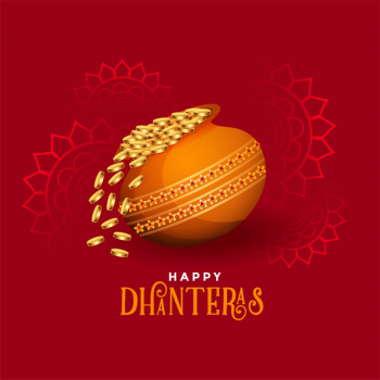 Kalash with golden coins happy dhanteras festival card Free Vector Kalash with golden coins happy dhanteras festival card Free Vector
