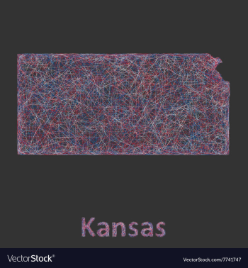 Kansas line art map vector image Kansas line art map vector image