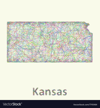 Kansas line art map vector image Kansas line art map vector image