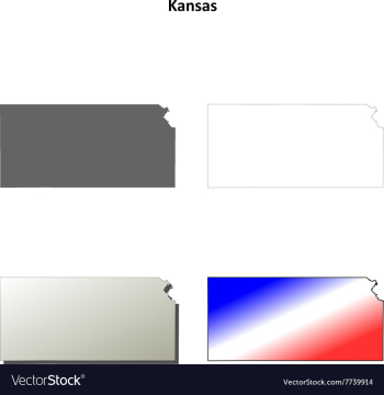 Kansas outline map set vector image Kansas outline map set vector image