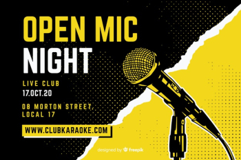 Karaoke banner template hand drawn microphone Free Vector Karaoke banner template hand drawn microphone Free Vector