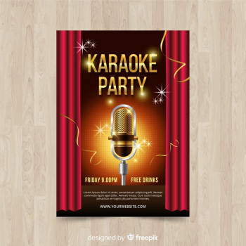 Karaoke poster template realistic style Free Vector Karaoke poster template realistic style Free Vector