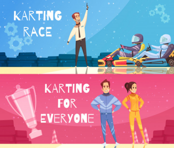 Karting banner set Free Vector