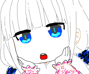Kawaii anime girl with blue shiny eyes :3 - Drawception