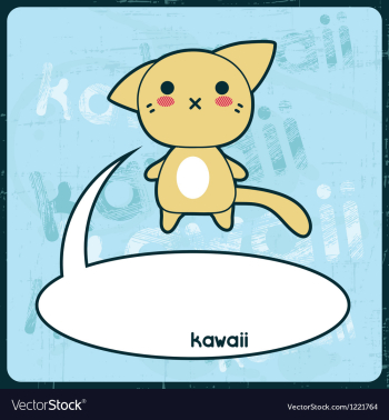 Kawaii card with cute cat on the grunge background vector image Kawaii card with cute cat on the grunge background vector image