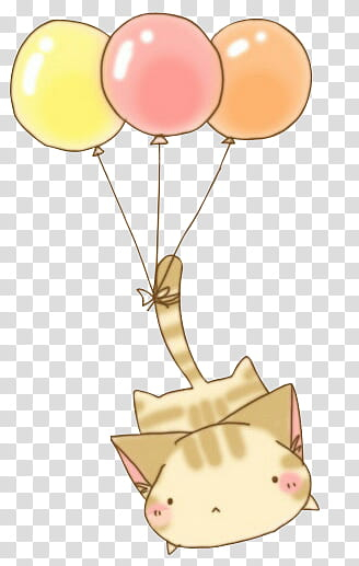 Kawaii Cats, brown cat riding a balloon art transparent background PNG clipart Kawaii Cats, brown cat riding a balloon art transparent background PNG clipart
