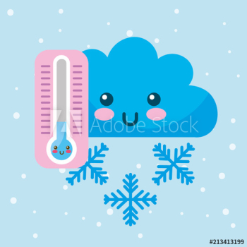 kawaii cloud cold thermometer snowflake winter cartoon kawaii cloud cold thermometer snowflake winter cartoon