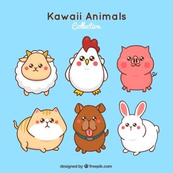 Kawaii farm animals set Kawaii farm animals set