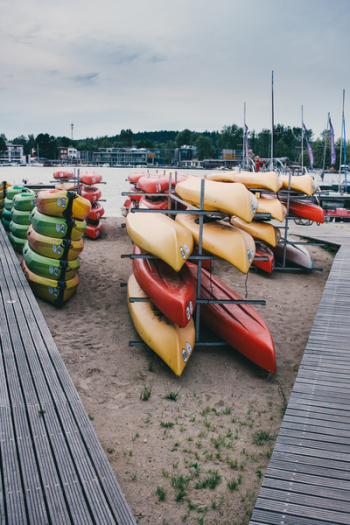 Kayak racks at the lake Kayak racks at the lake