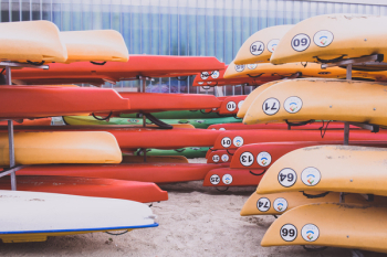 Kayaks in the racks Kayaks in the racks