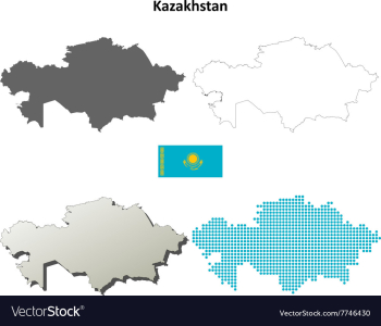 Kazakhstan outline map set vector image Kazakhstan outline map set vector image