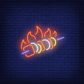 Kebab neon sign with fire flames Kebab neon sign with fire flames