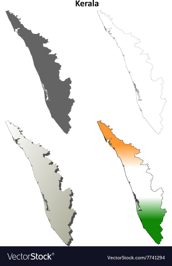 Kerala blank detailed outline map set vector image Kerala blank detailed outline map set vector image