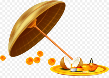 Kerala Onam Festival Illustration - Coconut and lights under the umbrella vector 