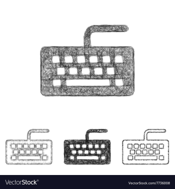 Keyboard icon set - sketch line art vector image Keyboard icon set - sketch line art vector image