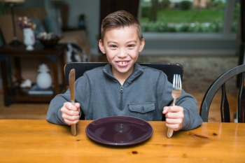 Kid Boy Ready For Dinner Kid Boy Ready For Dinner