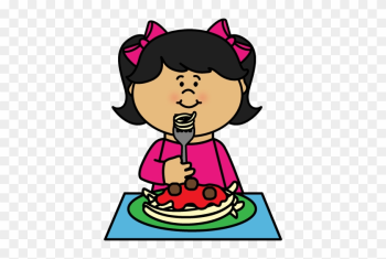 Kid Eating Spaghetti - Kid Eating Clipart