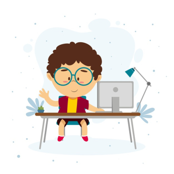 Kid learning through online lessons Free Vector Kid learning through online lessons Free Vector