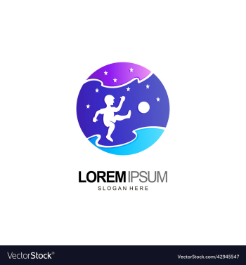kid logo play football in dream and star template kid logo play football in dream and star template