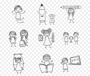 Kids Doodle - Color & Draw Child Drawing Play - 9 hand-painted school children playing vector material 