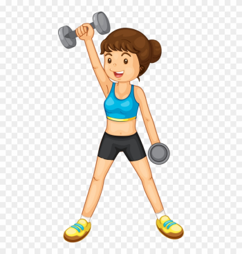 Kids Fitness Ideas - Weight Lifting Cartoon Girl