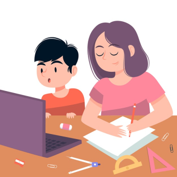 Kids having online lessons Free Vector Kids having online lessons Free Vector