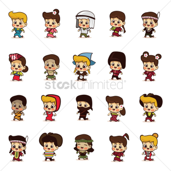 Kids in different costumes from around the world Kids in different costumes from around the world
