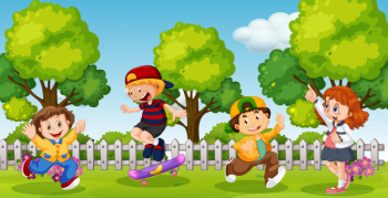 Kids playing in school compound park Free Vector Kids playing in school compound park Free Vector