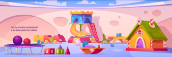 Kids playroom interior, empty indoors playground Free Vector Kids playroom interior, empty indoors playground Free Vector