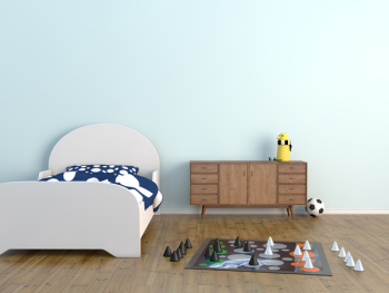 kids room bed room Interior 3d rendering image