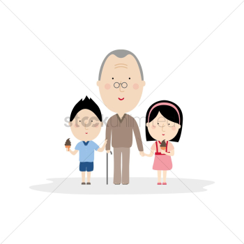 Kids with grandfather Kids with grandfather