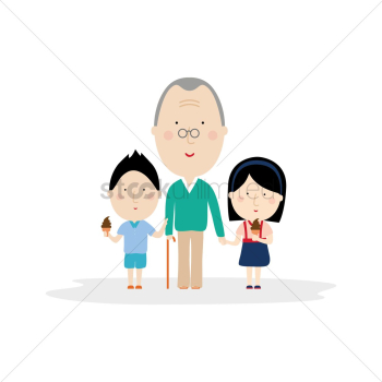 Kids with grandfather Kids with grandfather