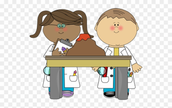 Kids With Volcano In Science Class - Science Class Clipart