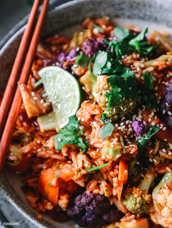 Kimchi fried rice with cilantro, sesame seeds.. | Free stock photo - 444721 Kimchi fried rice with cilantro, sesame seeds.. | Free stock photo - 444721