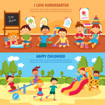 Kindergarten banner set Free Vector Kindergarten banner set Free Vector
