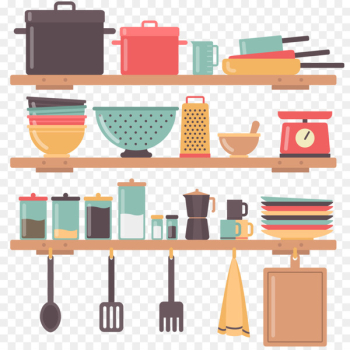 Kitchen utensil Interior Design Services House Home - Kitchen tools vector shelf 