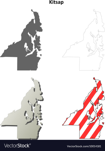 Kitsap Map Icon Set vector image Kitsap Map Icon Set vector image