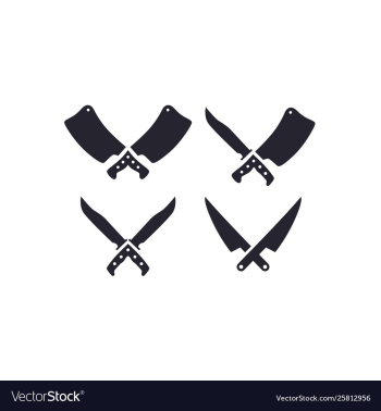 Knife and cleaver cross sign icon design vector image Knife and cleaver cross sign icon design vector image