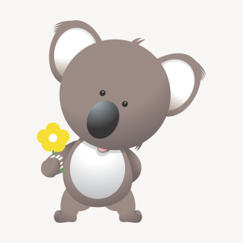 Koala holding flower clipart, cartoon | Free PSD - rawpixel Koala holding flower clipart, cartoon | Free PSD - rawpixel