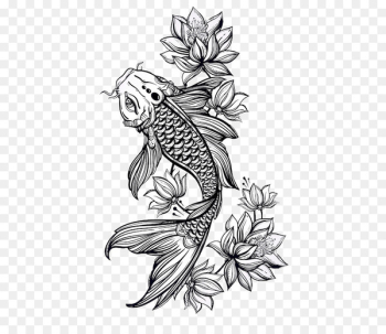 Koi Abziehtattoo Nelumbo nucifera Flash - koi fish/ Koi Abziehtattoo Nelumbo nucifera Flash - koi fish/