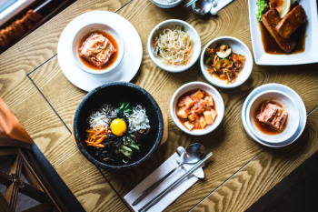 Korean meal from above Korean meal from above