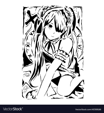 kurumi cutting image art in black kurumi cutting image art in black