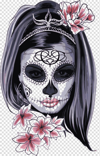La muerte illustration, La Calavera Catrina Skull Drawing Day of the Dead, Women's day transparent background PNG clipart