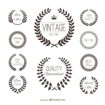 Label wheat silhouette set