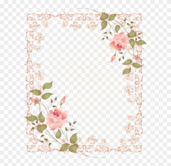 Lacy Pink Frame With Pink Rose Corner Accents - Pink Rose Page Border