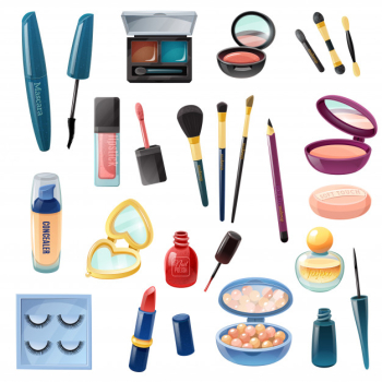 Ladies cosmetics make-up realistic set Free Vector Ladies cosmetics make-up realistic set Free Vector