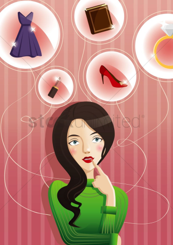 Lady thinking about shopping Lady thinking about shopping