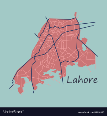 Lahore city map color flat panoramic vector image Lahore city map color flat panoramic vector image