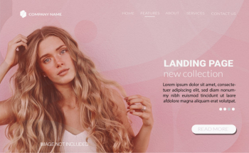 Landing page template with fashion concept Free Vector