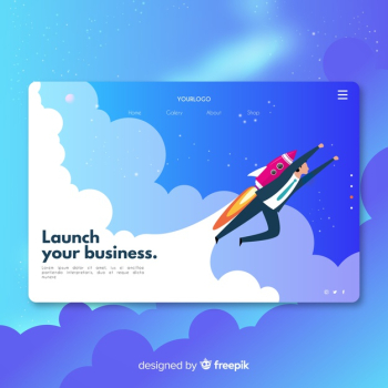 Landing page with a rocket Free Vector Landing page with a rocket Free Vector